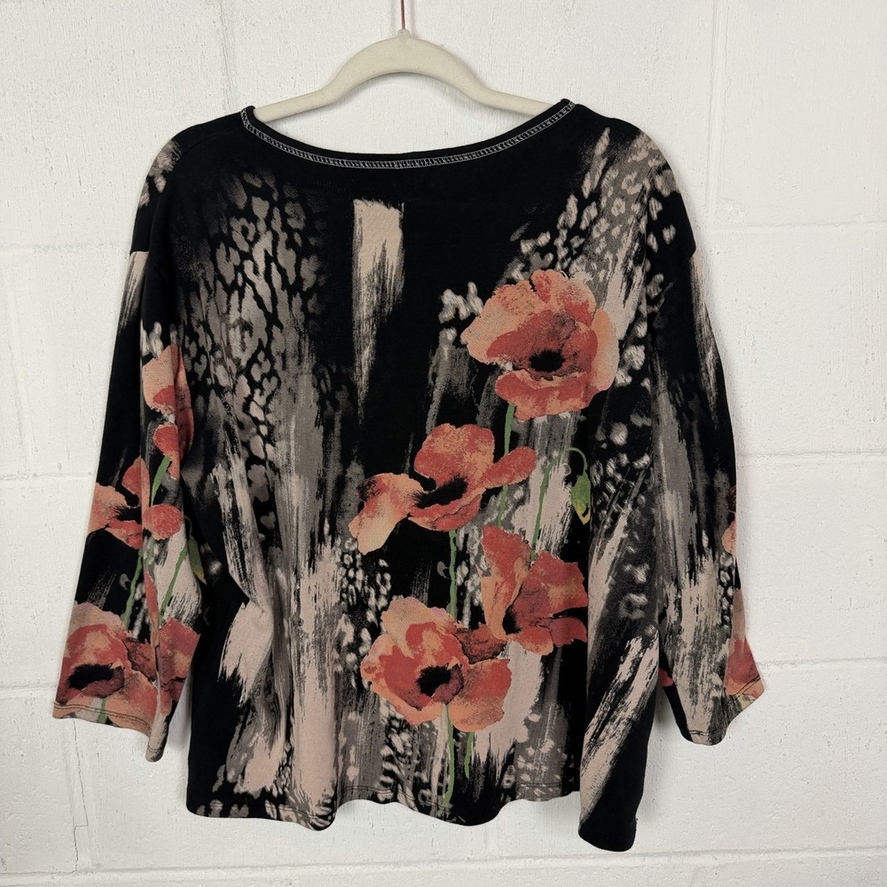 Jess & Jane Top Sparkly Gems Floral Bloom Core Artsy Art-to-Wear Maximalist 1X - Picture 9 of 13